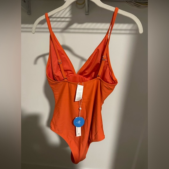 CUPSHE Bright Day Shirring One-Piece Swimsuit for Women - Orange - Size L - Picture 3 of 5